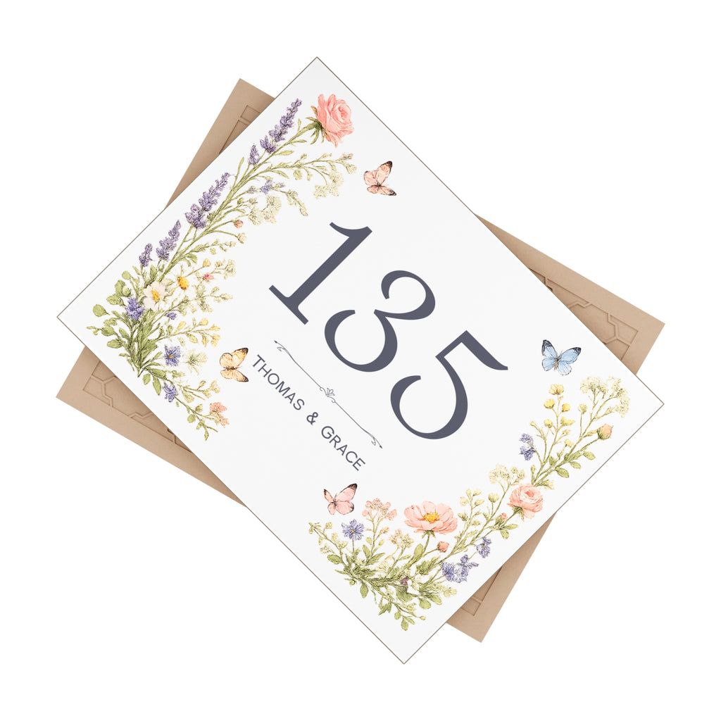 Personalized Ceramic House Number Plaque with Wildflowers – P21