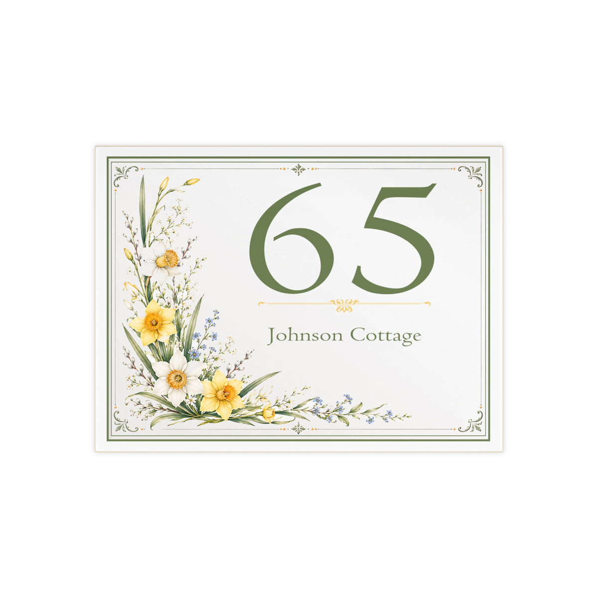Personalized Ceramic House Number Plaque with Botanical Flowers – SE30