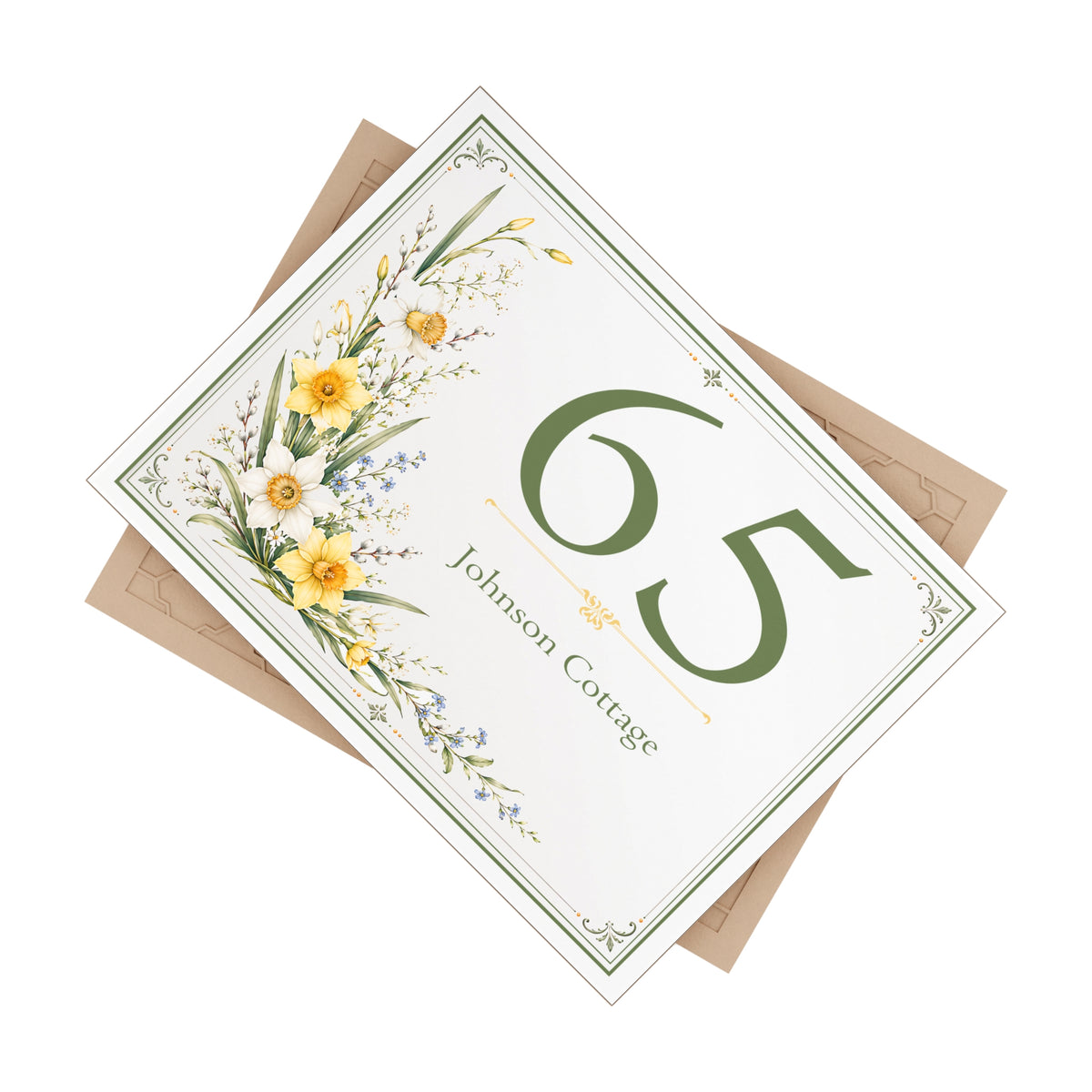 Personalized Ceramic House Number Plaque with Botanical Flowers – SE30
