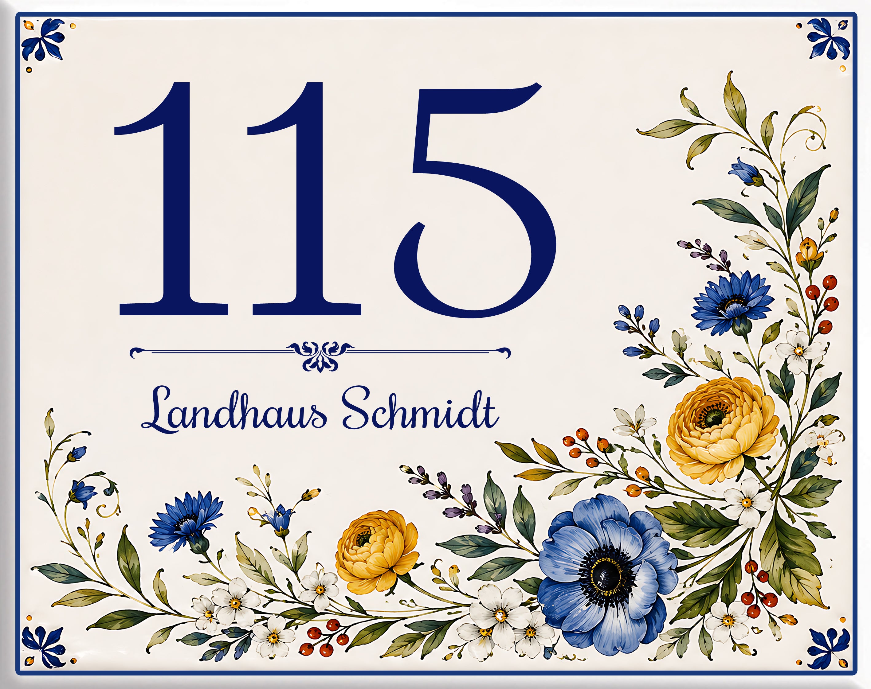 Custom House Number with Flowers - S27