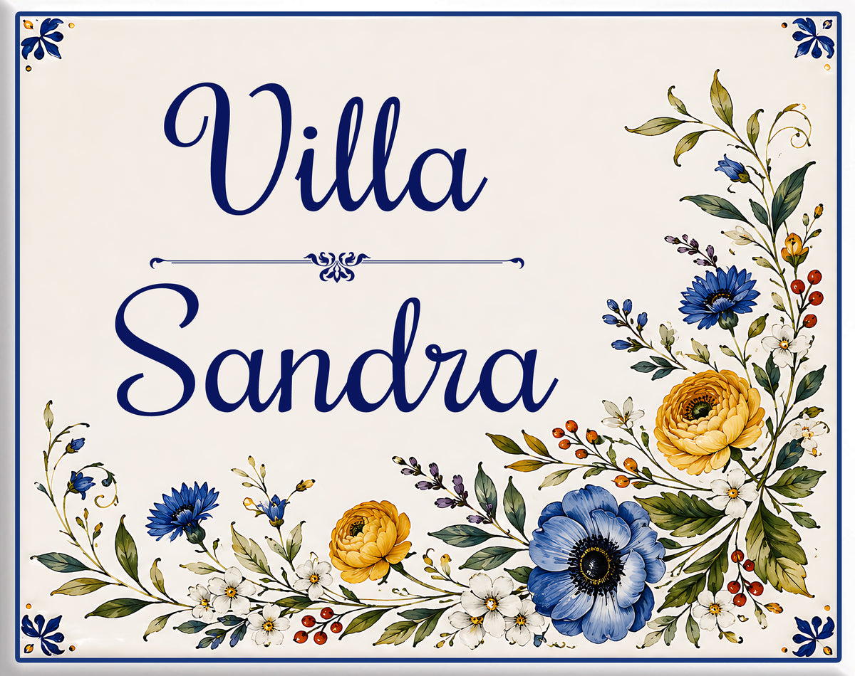 Custom House Number with Flowers - S27