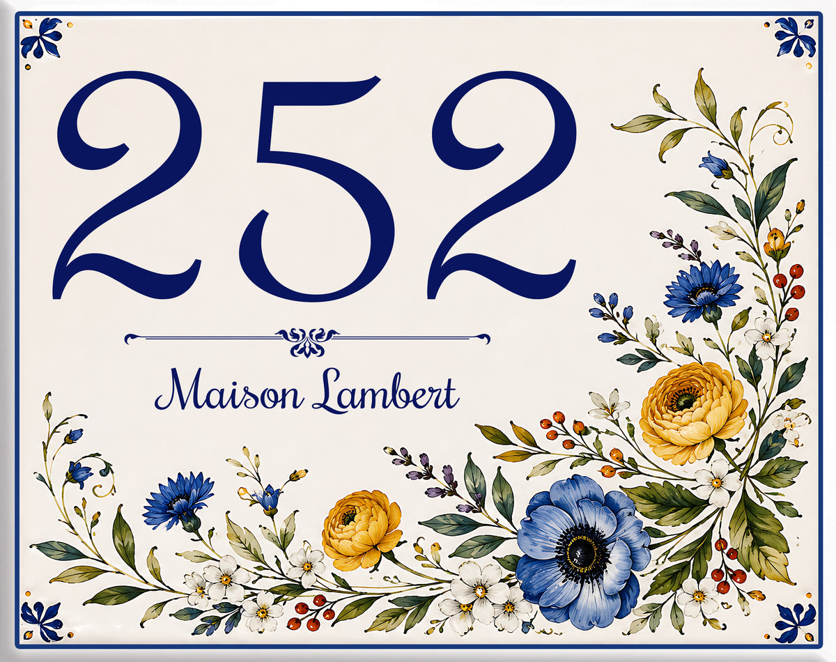 Custom House Number with Flowers - S27