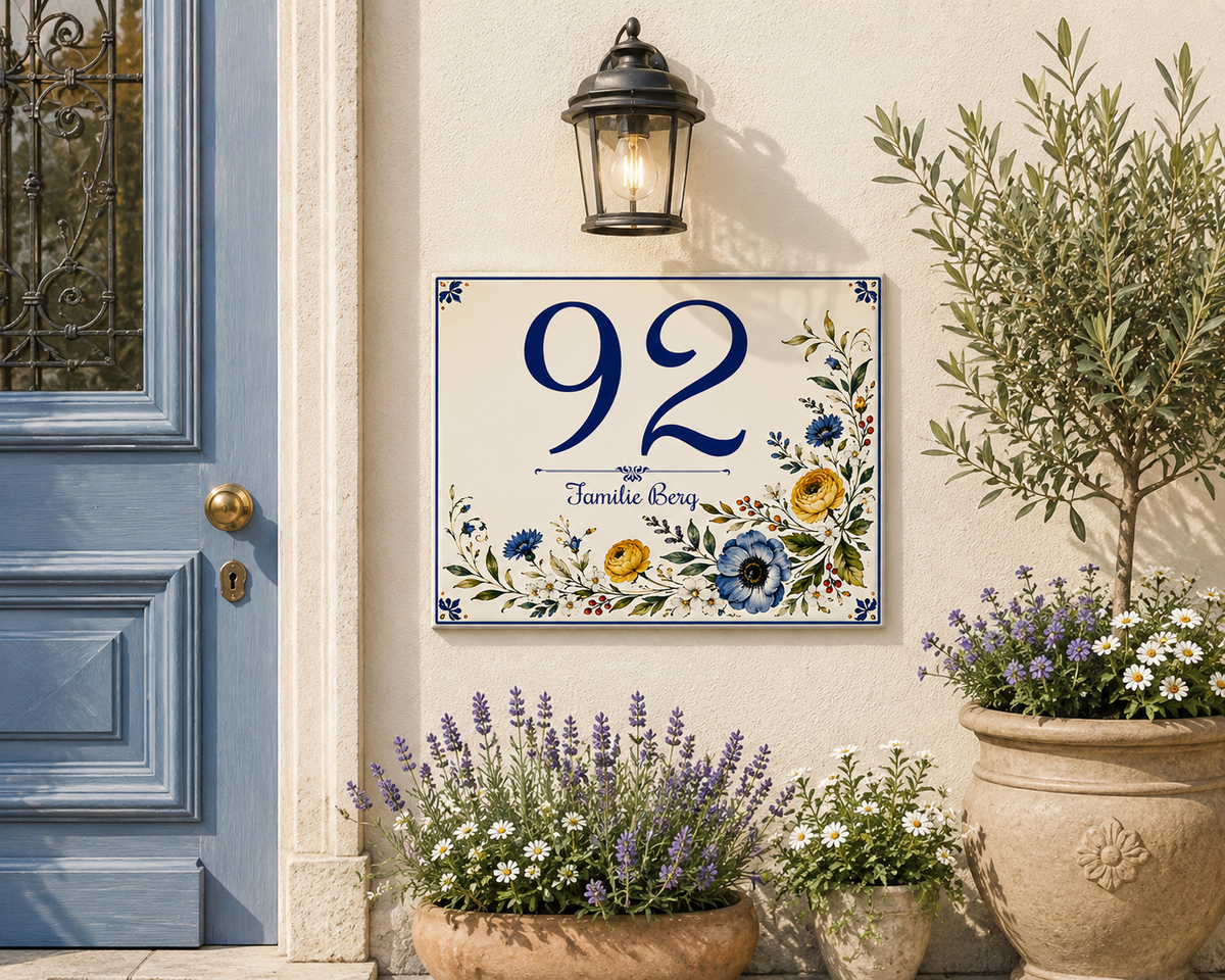 Custom House Number with Flowers - S27