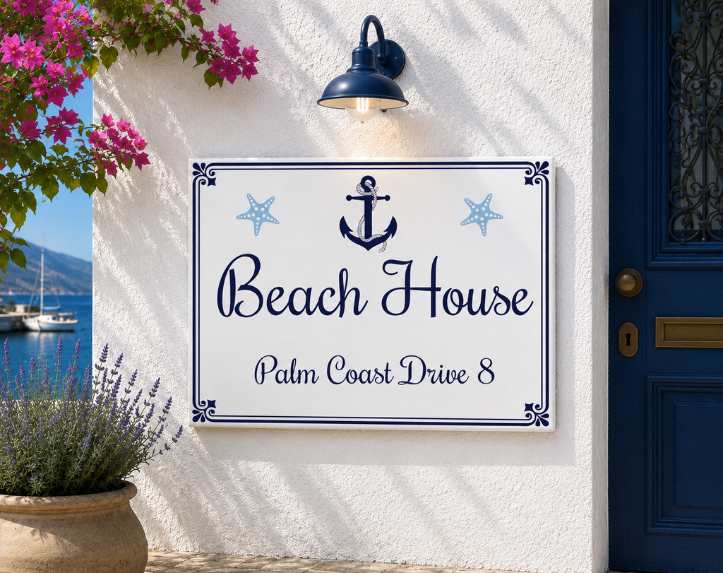 Personalized House Name Nautical Ceramic Plaque - S9