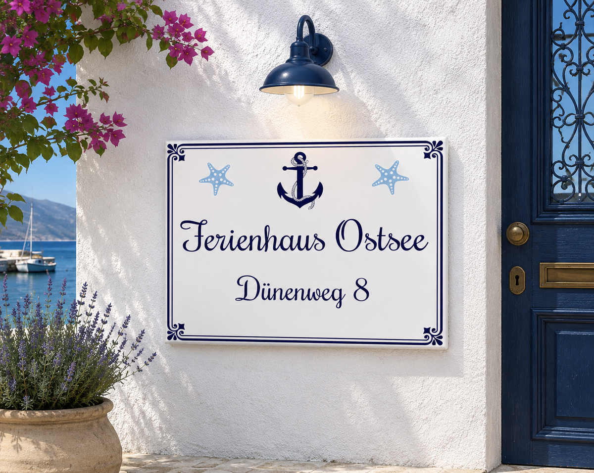 Personalized House Name Nautical Ceramic Plaque - S9