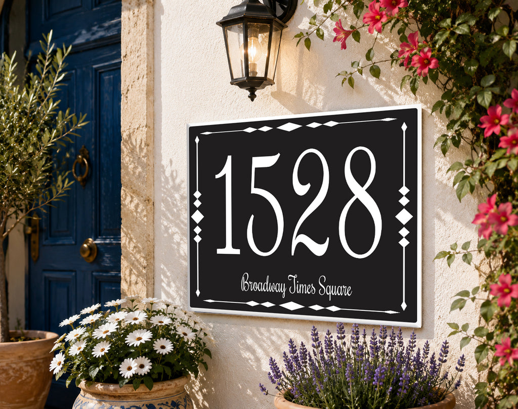 Black Personalized Ceramic House Number Plaque